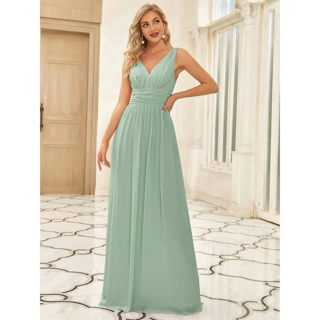 Women Dress | Sleeveless Maxi Length V-Neck Design