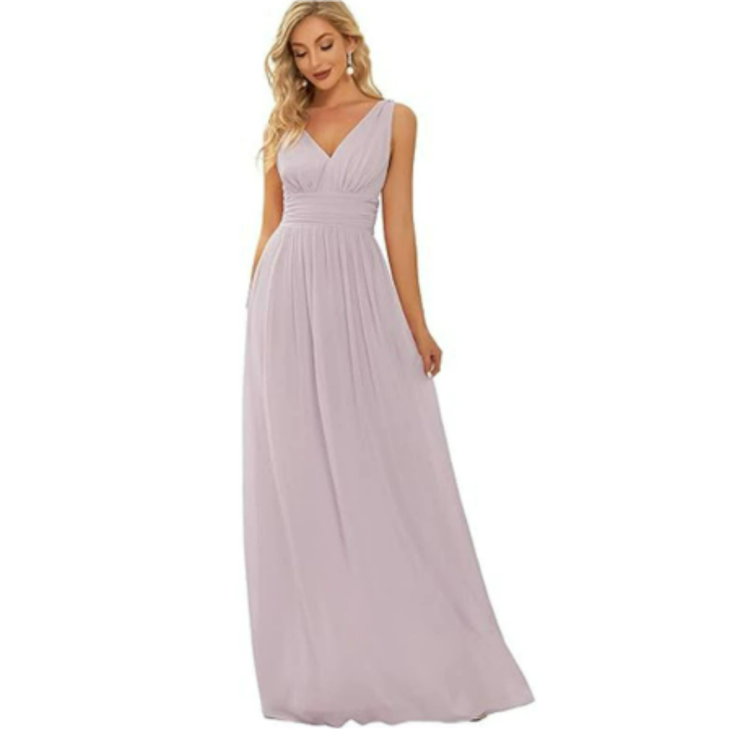 Women Dress | Sleeveless Maxi Length V-Neck Design