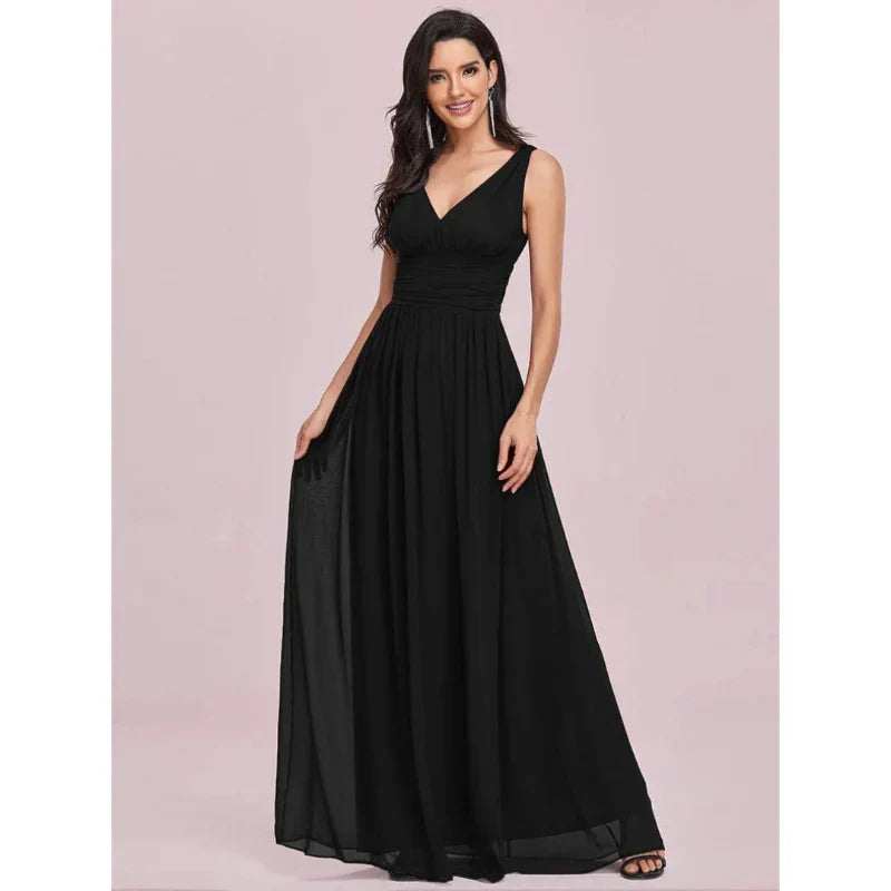 Women Dress | Sleeveless Maxi Length V-Neck Design