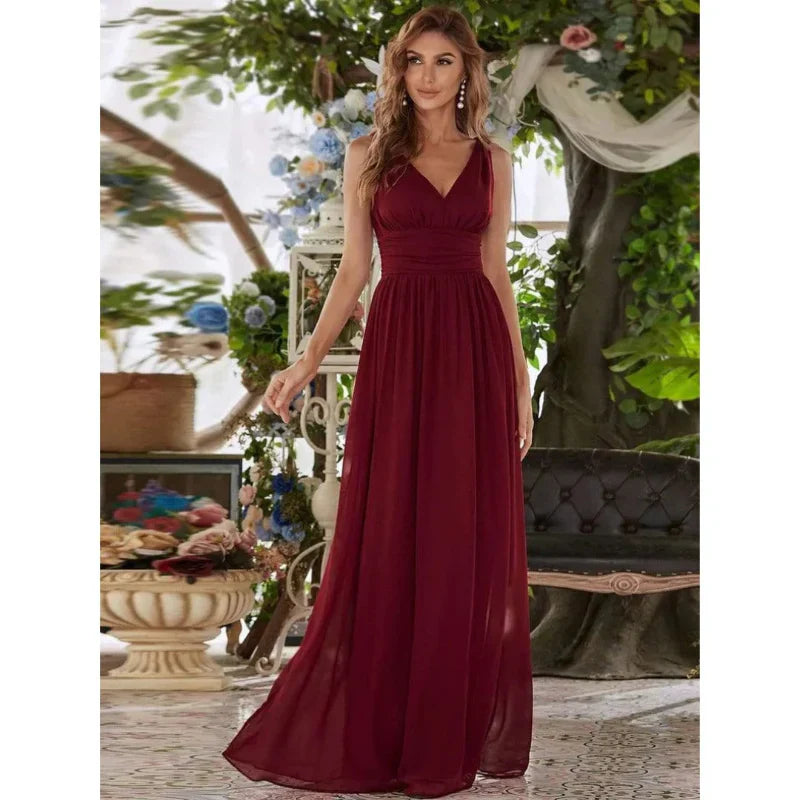 Women Dress | Sleeveless Maxi Length V-Neck Design