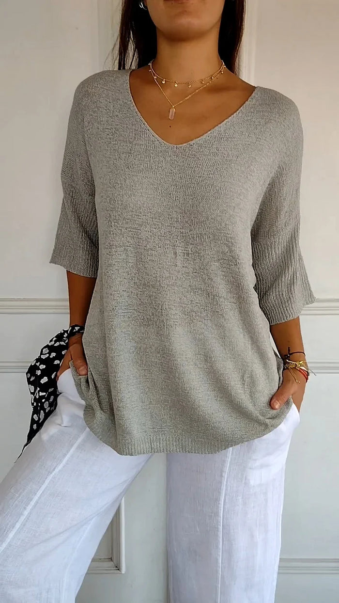 Women Top | V-Neck Design With Three Quarter Length Sleeves