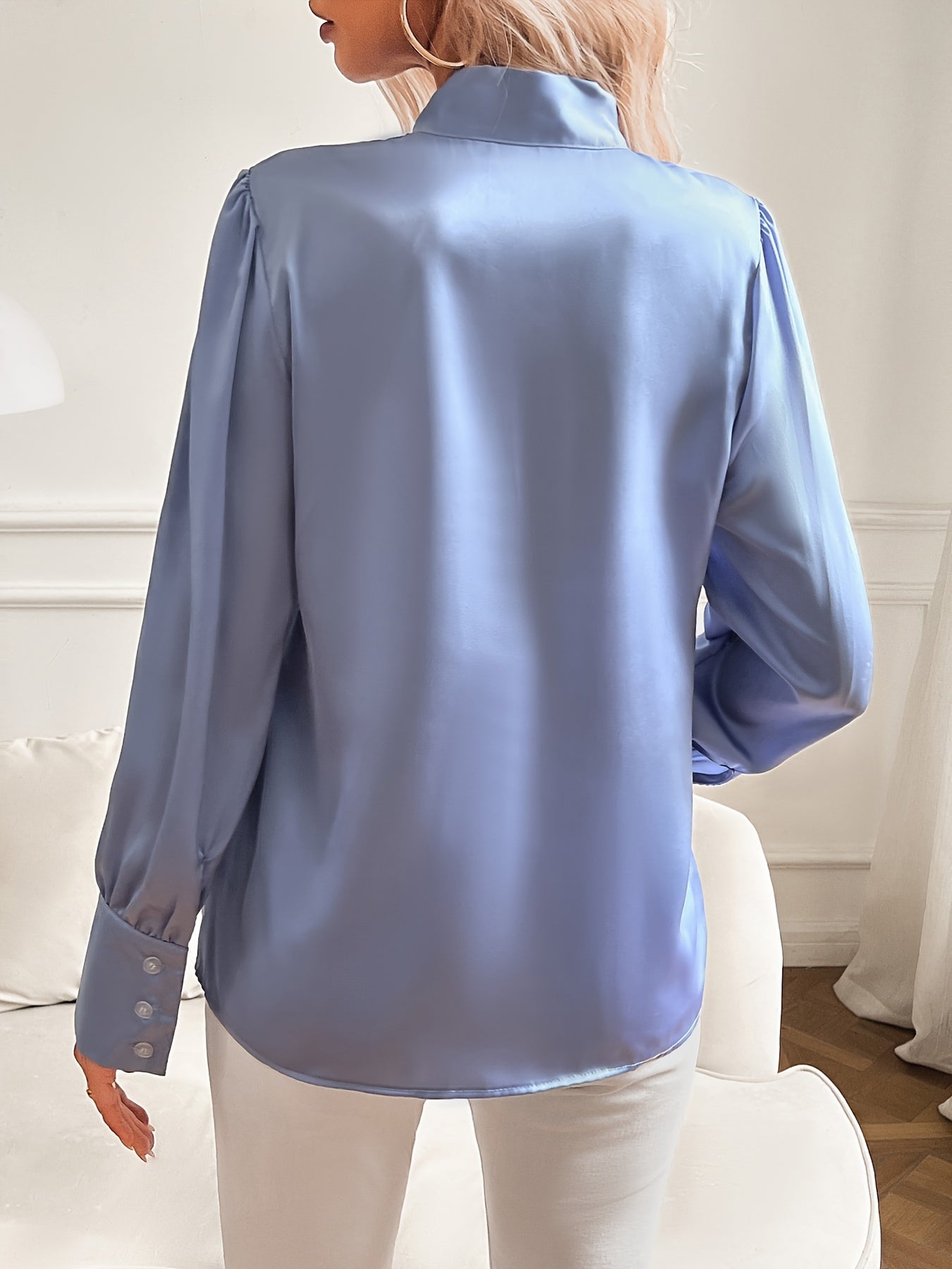 Women Blouse | Bow Neck Long Sleeve Tie Closure Design