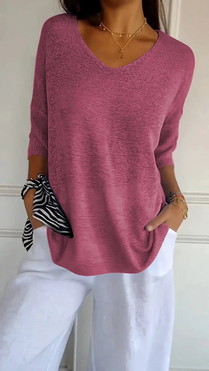 Women Top | V-Neck Design With Three Quarter Length Sleeves