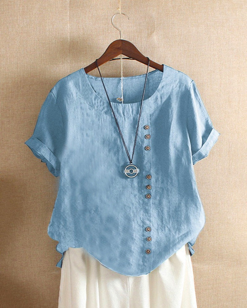Women Blouse | Short Sleeve Classic Round Neck Fit