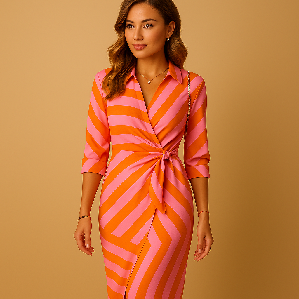 Women Wrap Dress | Collared Wrap With Tie Closure Design