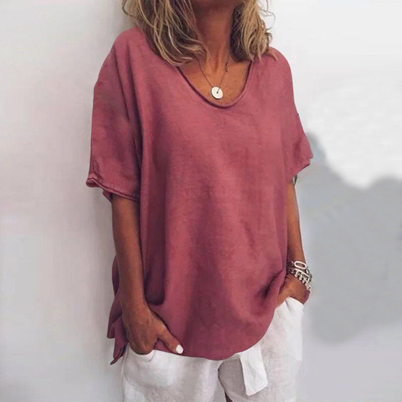 Women Blouse | Short Sleeves And Loose Fit Silhouette Design