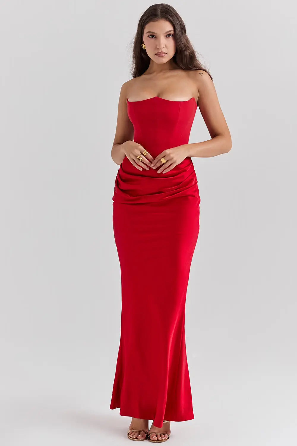 Women Maxi Dress | Strapless Corset Bodice And Maxi Length Design