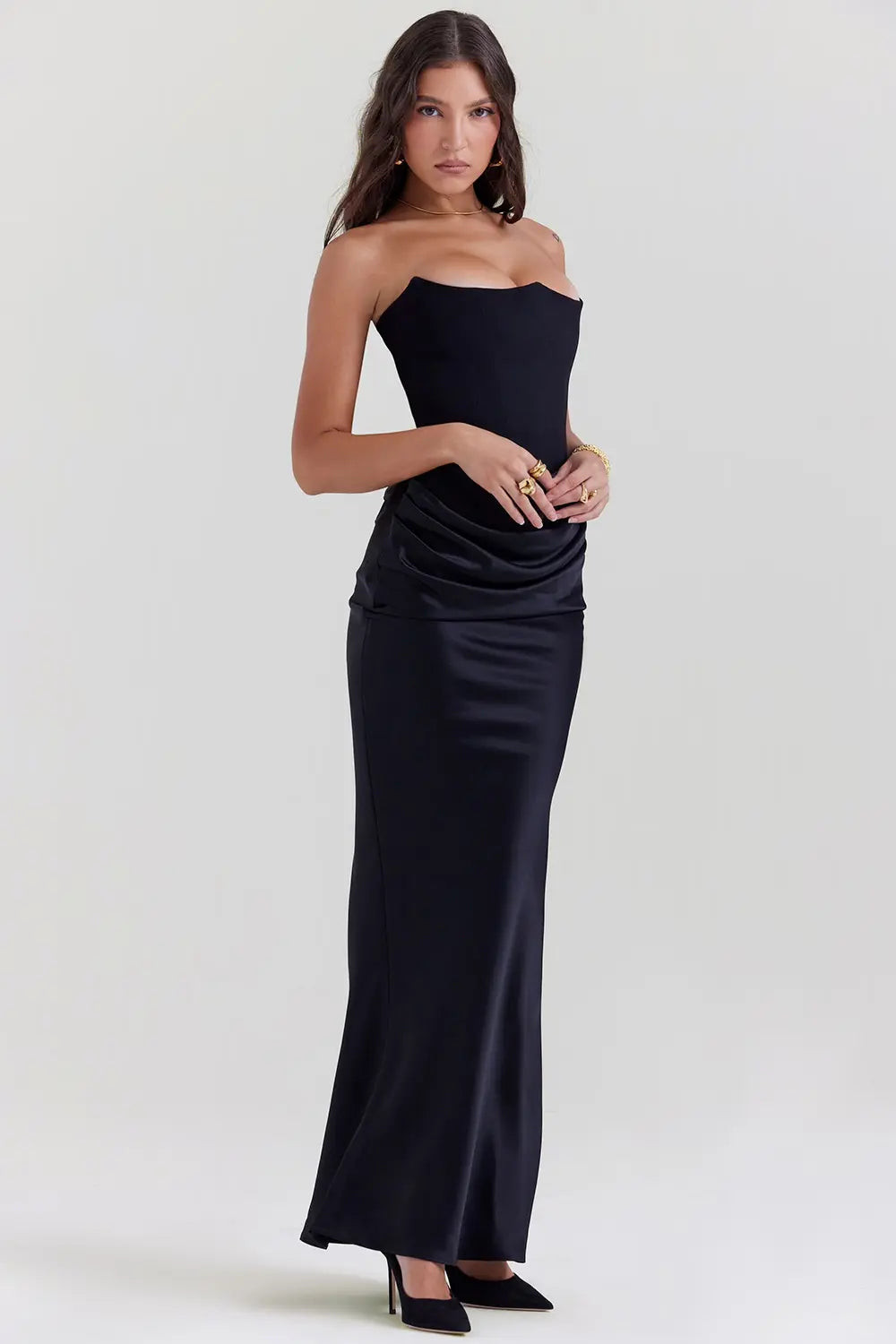Women Maxi Dress | Strapless Corset Bodice And Maxi Length Design
